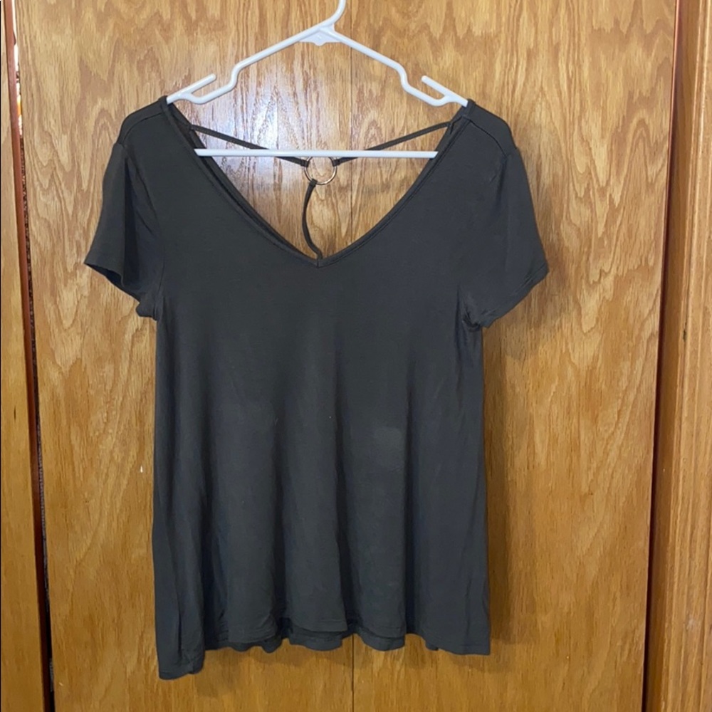 olive v-neck top